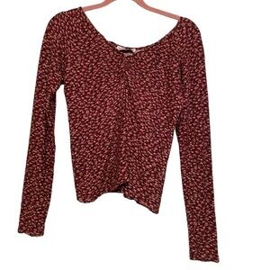 Hollister Floral Long Sleeve Crop Top Size Large (L)